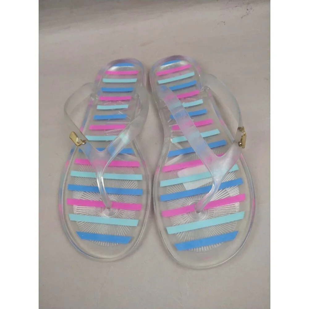 Vineyard Vines Jelly Flip‎ Flops Women’s Size 9 Pastel Striped Pink Blue